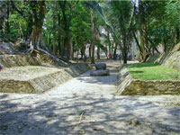 GtB The Ball Court at Lamanai  with its large marker