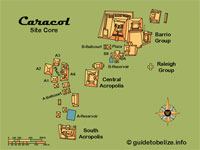 GtB Karte der Maya  Belize Site Caracol, auch Snail oder Place of Three Hills genannt