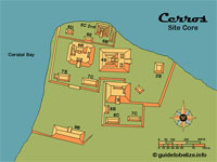 GtB Map
                                of Belize Maya Site Cerros, also called
                                Maya Hill