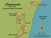 GtB Map of the Mayan Site Lamanai. Click to Enlarge