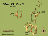 GtB Karte der Belize Maya Site Nim Li Punit, auch Big Hat genannt